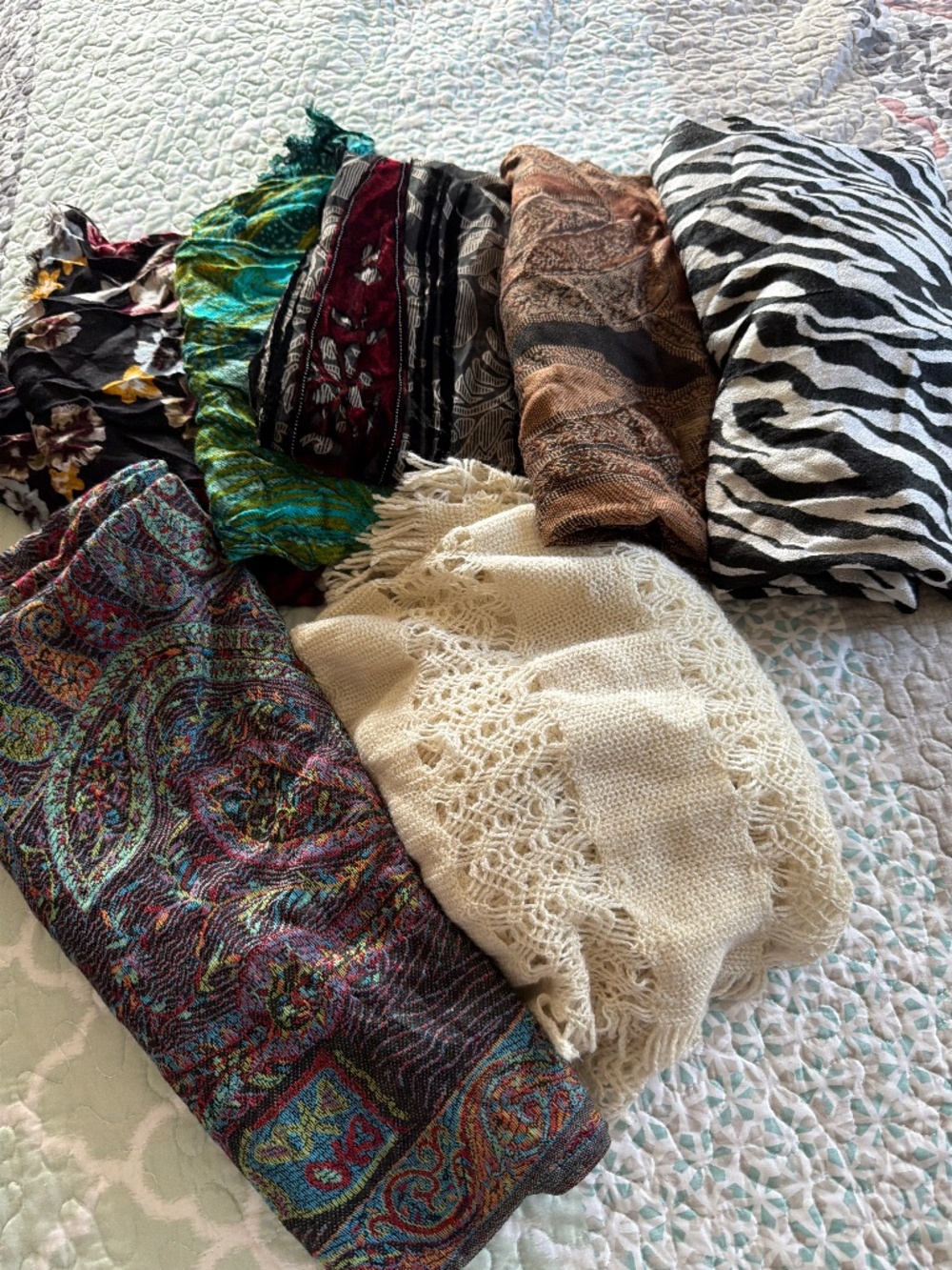 Seven beautiful scarves